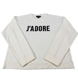 Sanctuary J'Adore Graphic Sweater Cream Black Knit Pullover CW1691TG4 Size L